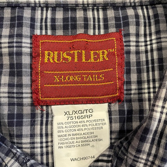 VTG Rustler Pearl Snap Western Button Down Men’s XL Plaid - Picture 5 of 6